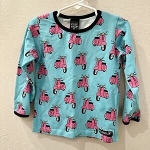 Villervalla Blue Pink Vespas Scooters Long Sleeve Shirt